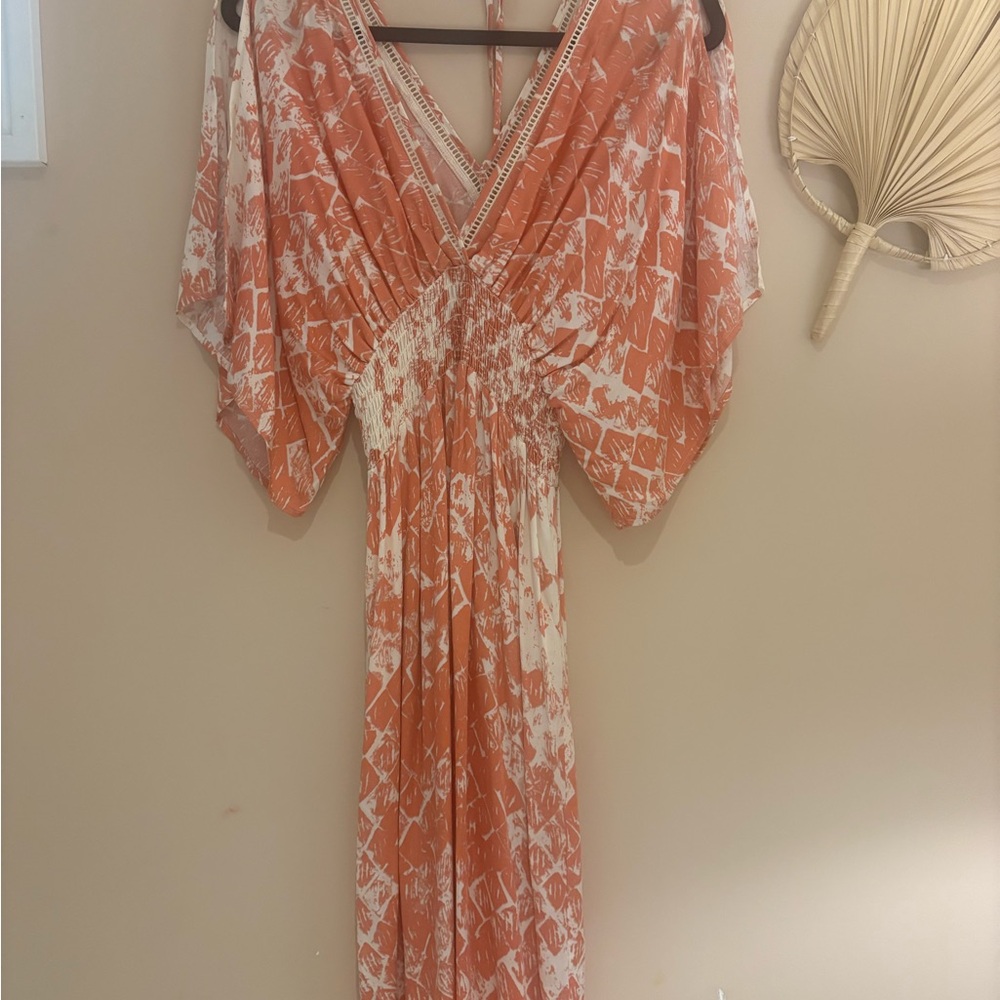 Lovestitch Coral & Cream  Maxi Dress